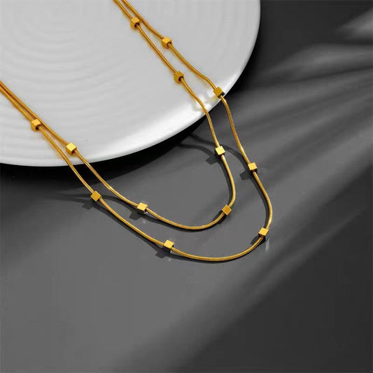 Modern Squares Necklace - Stainless or Gold