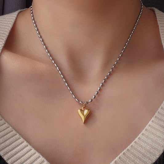 Heart Beat - Stainless and Gold Necklace